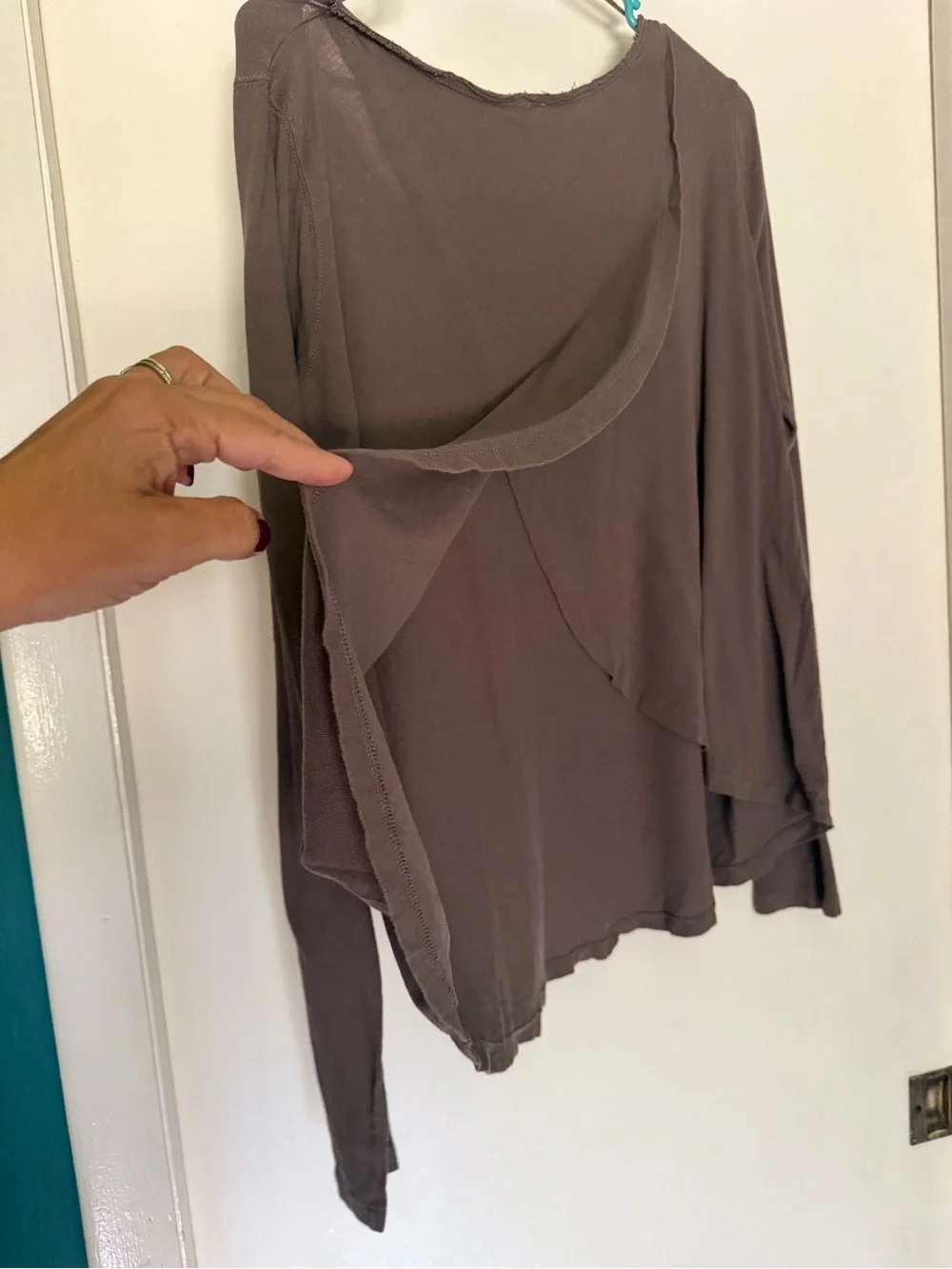 Free People Scoop Neck Long Sleeve Top in Brown